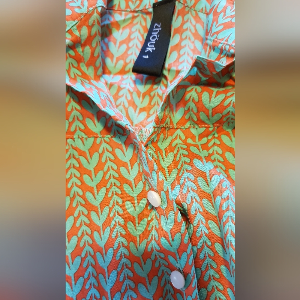 Zhouk tie-front summer print top - Picture 2 of 8
